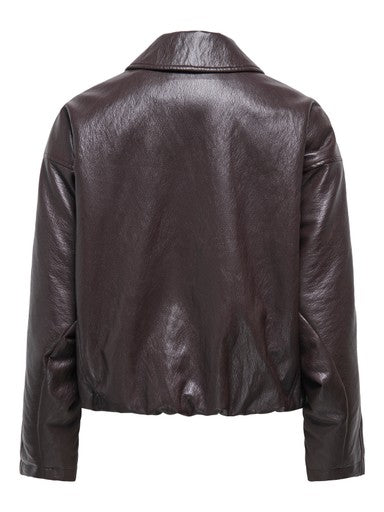 Only Masja Faux Leather Padded Bomber Jacket | Chocolate 15385182