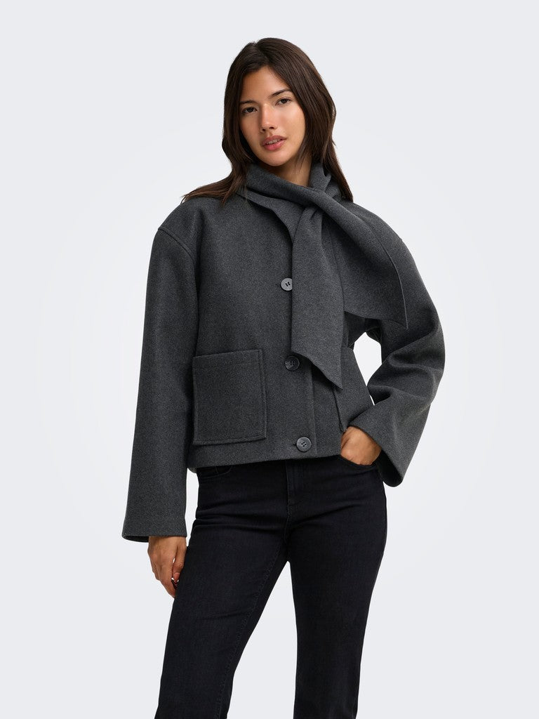 ONLY Carrie Scarf Jacket | Dark Grey
