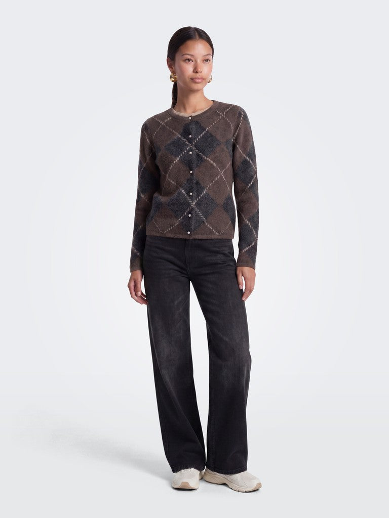 ONLY Noeme LS O-Neck Cardigan | Caffee