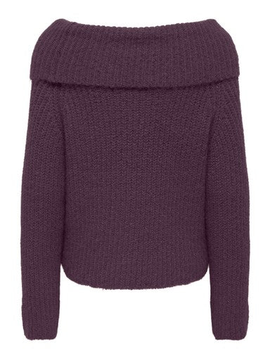 Only Maggie Long Sleev Off Shoulder Knit | Plum 15381393