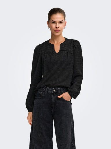 Only Ilse Long Sleeve V-Neck Top | Black 15384066