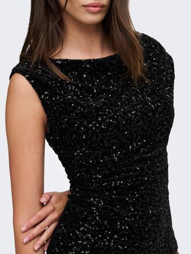 Only Sleeveless Sequin Top | Black 15383400