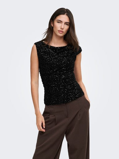 Only Sleeveless Sequin Top | Black 15383400