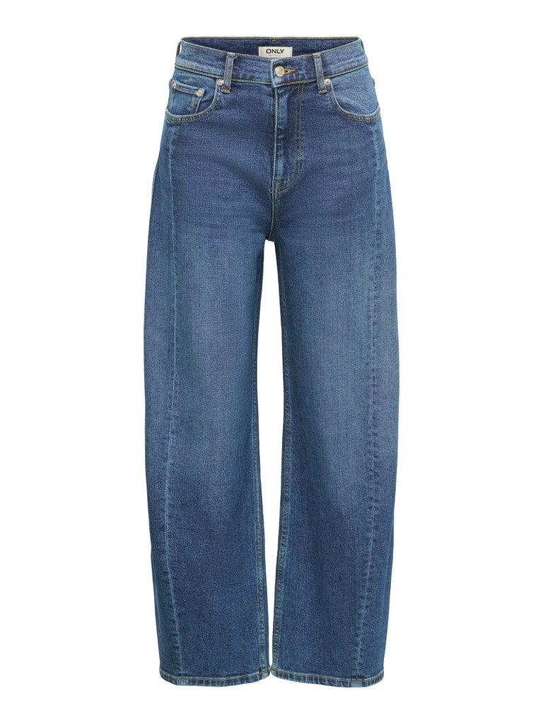 ONLY Jessica HW Barrel Ank Denim Jeans | Med Blue