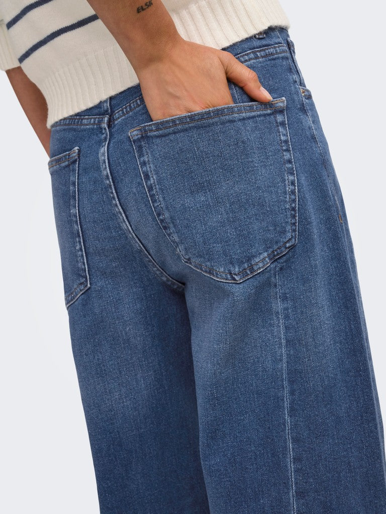 ONLY Jessica HW Barrel Ank Denim Jeans | Med Blue