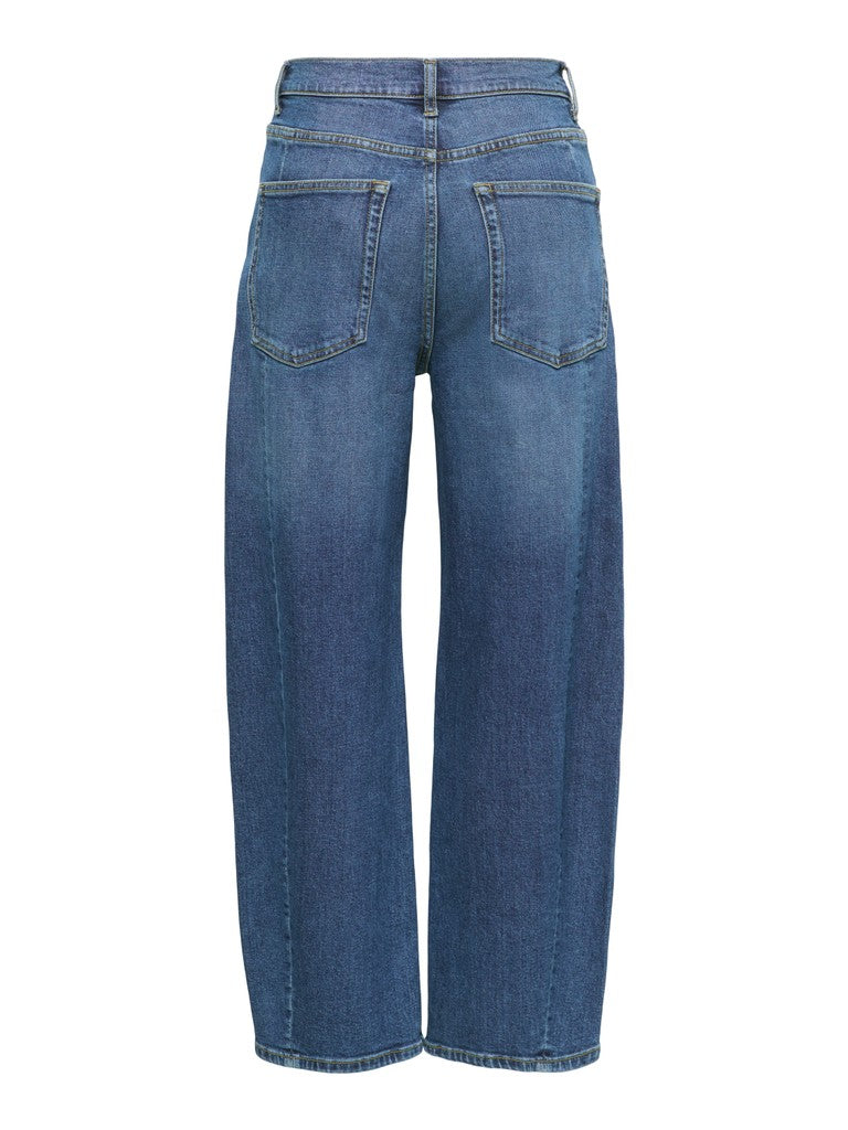ONLY Jessica HW Barrel Ank Denim Jeans | Med Blue