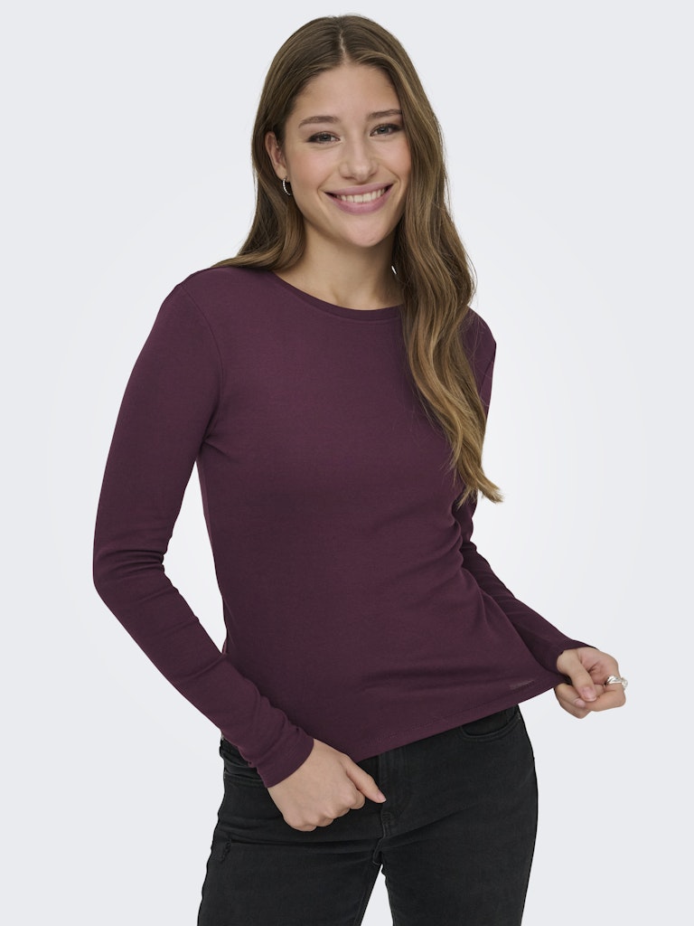 ONLY Riley O-Neck L/S Top | Wine