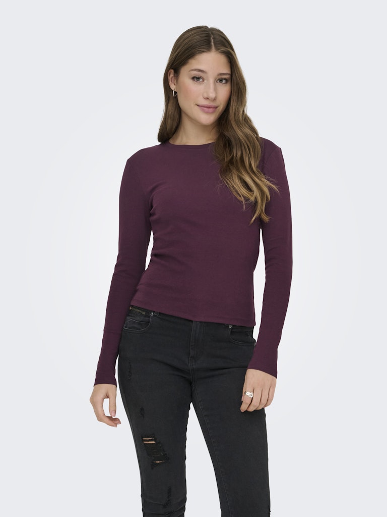 ONLY Riley O-Neck L/S Top | Wine