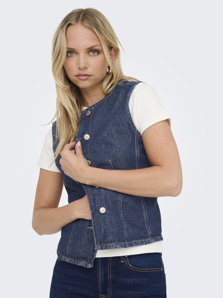 ONLY Aya S/L Fitted Denim Waistcoat