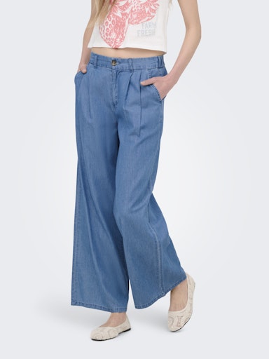 ONLY Bea Hight Waist Wide-Leg Denim Jeans  | Med Blue
