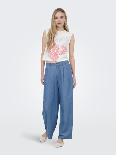 ONLY Bea Hight Waist Wide-Leg Denim Jeans  | Med Blue