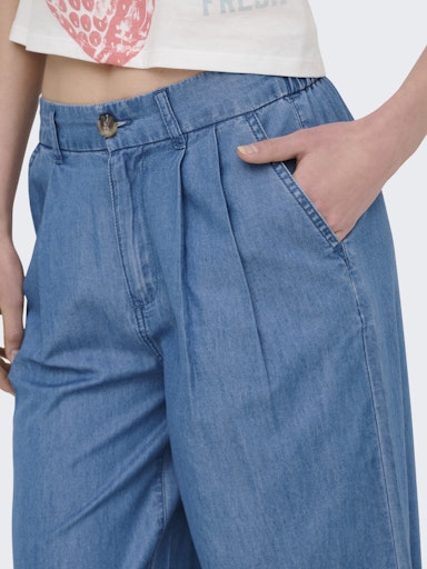 ONLY Bea Hight Waist Wide-Leg Denim Jeans  | Med Blue