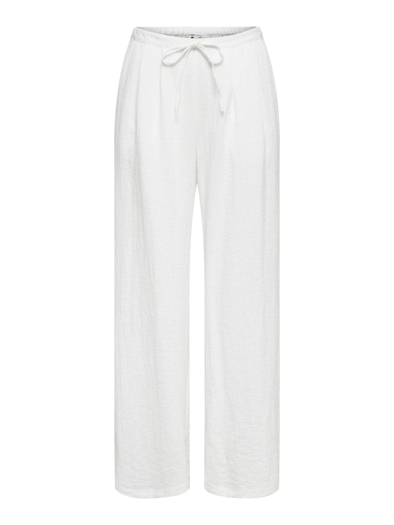 ONLY Ita MW Linen Look Wide Pants | White