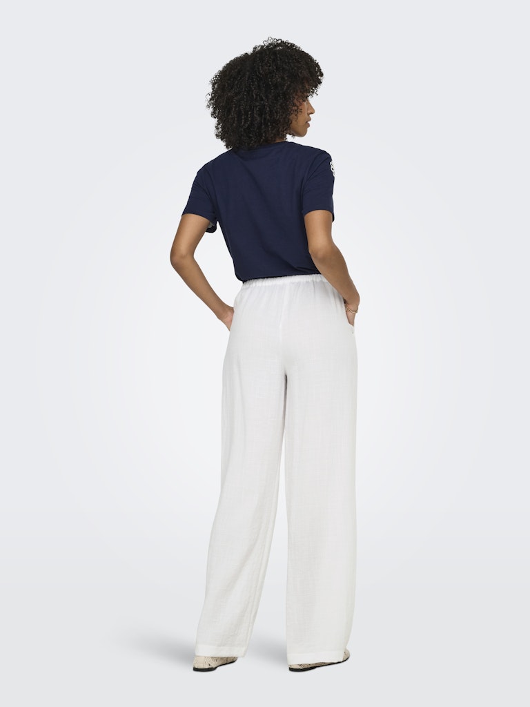ONLY Ita MW Linen Look Wide Pants | White