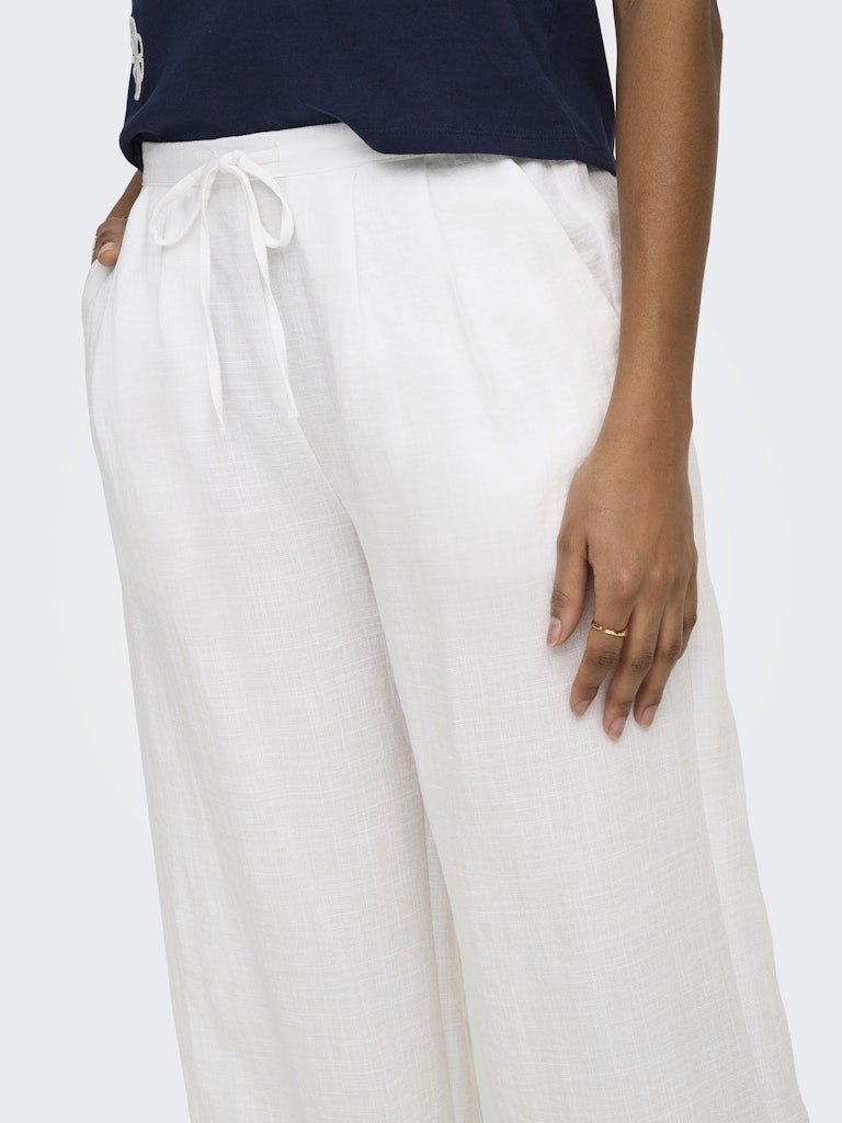 ONLY Ita MW Linen Look Wide Pants | White