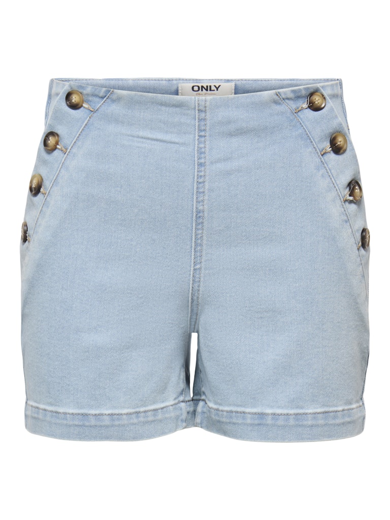 ONLY Madeline Button High Waist Shorts | Light Blue