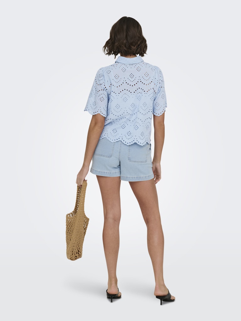 ONLY Madeline Button High Waist Shorts | Light Blue