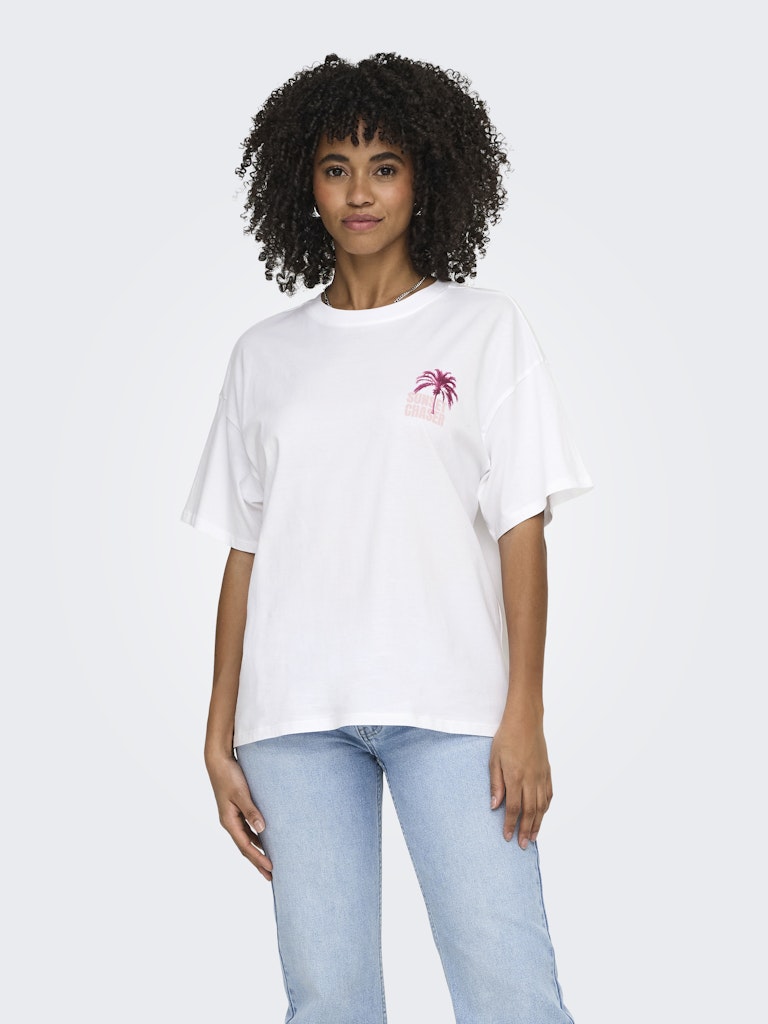 ONLY Mila S/S Print Tee Shirt | White
