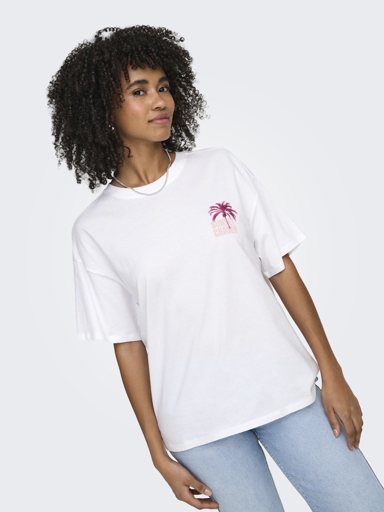 ONLY Mila S/S Print Tee Shirt | White