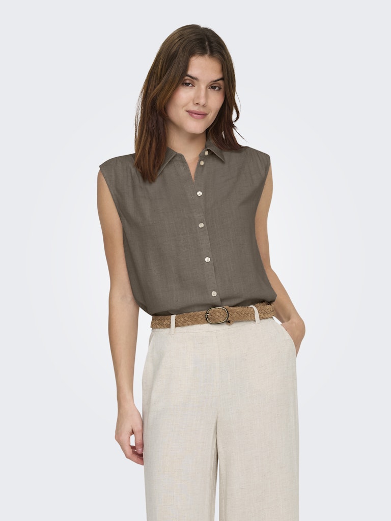 ONLY Siesta S/L Linen Blouse | Walnut