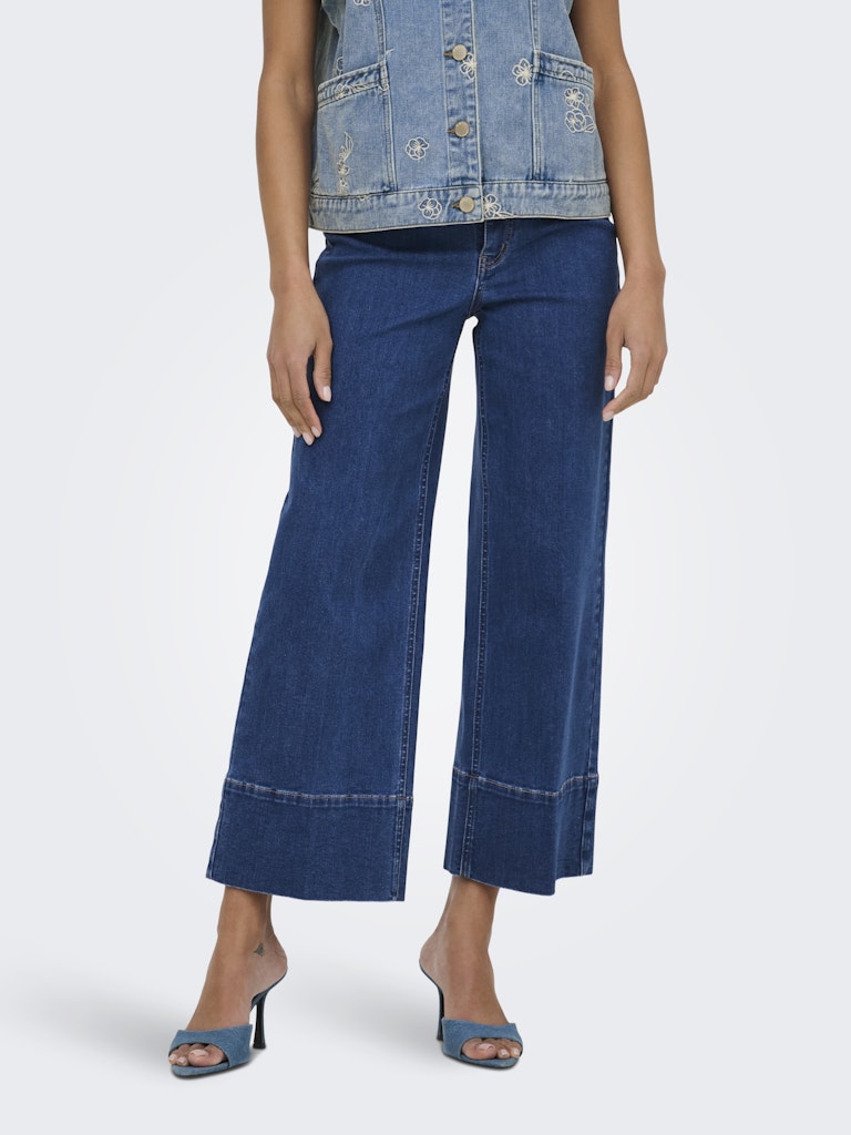 ONLY Madison HW DO BT Crop Width Denim | Med Blue