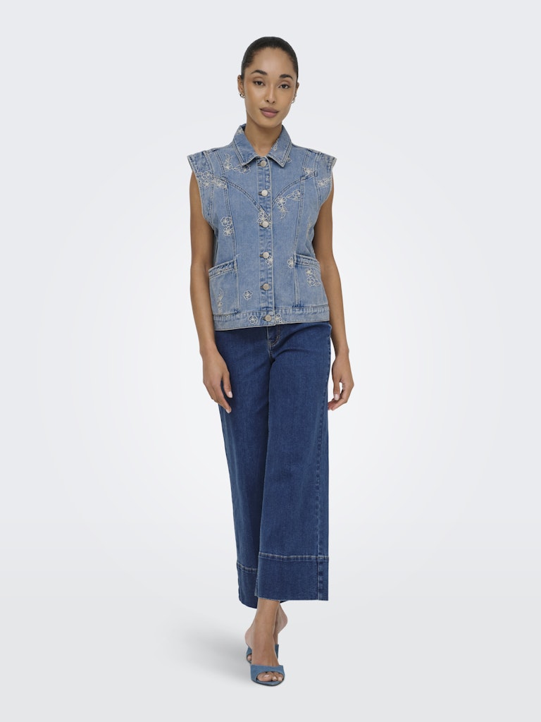 ONLY Madison HW DO BT Crop Width Denim | Med Blue