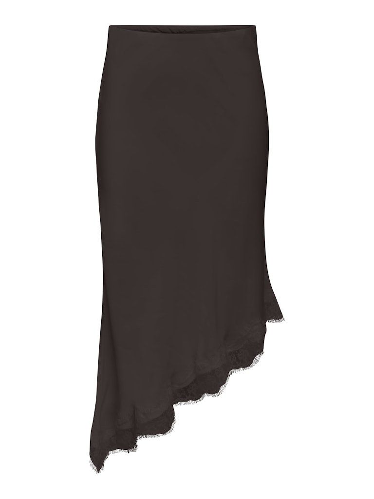 ONLY Faraya Satin Lace Skirt | Chocolate
