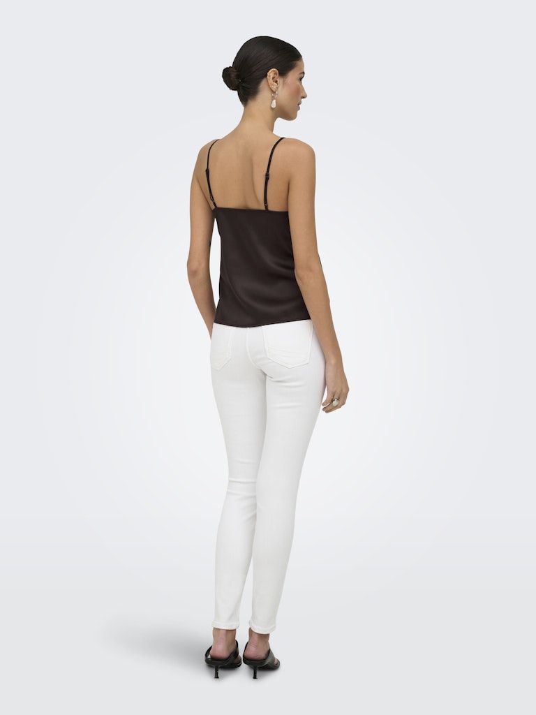 ONLY Faraya Strap Lace Top Satin | Chocolate