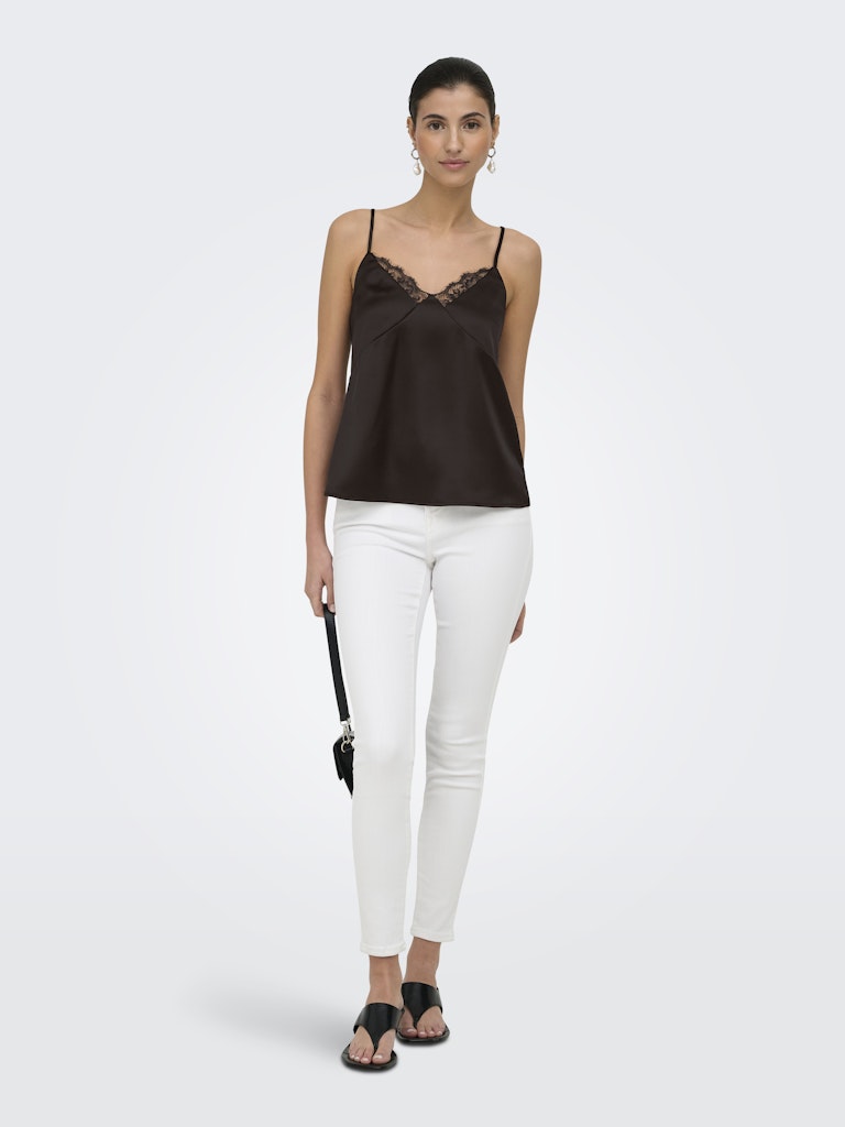 ONLY Faraya Strap Lace Top Satin | Chocolate