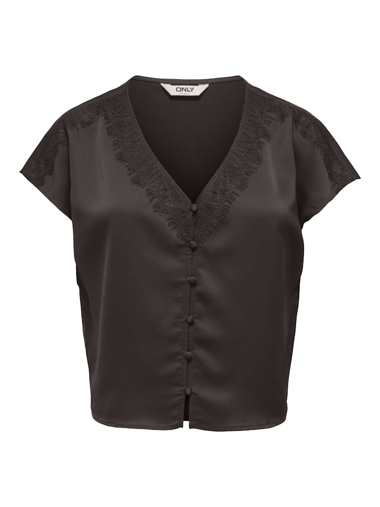 ONLY Faraya S/L Button Lace Satin | Chocolate