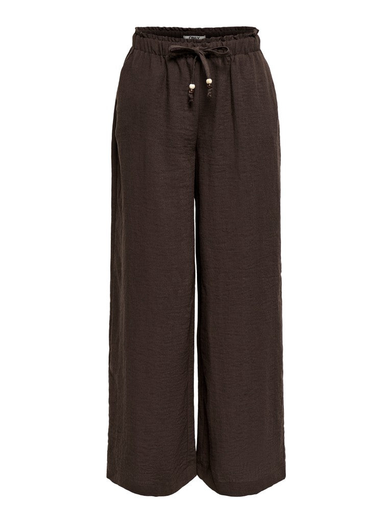 ONLY Emmia Mid Waist Pull-Up X-Wide Trousers | Coffee