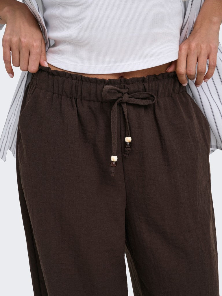 ONLY Emmia Mid Waist Pull-Up X-Wide Trousers | Coffee