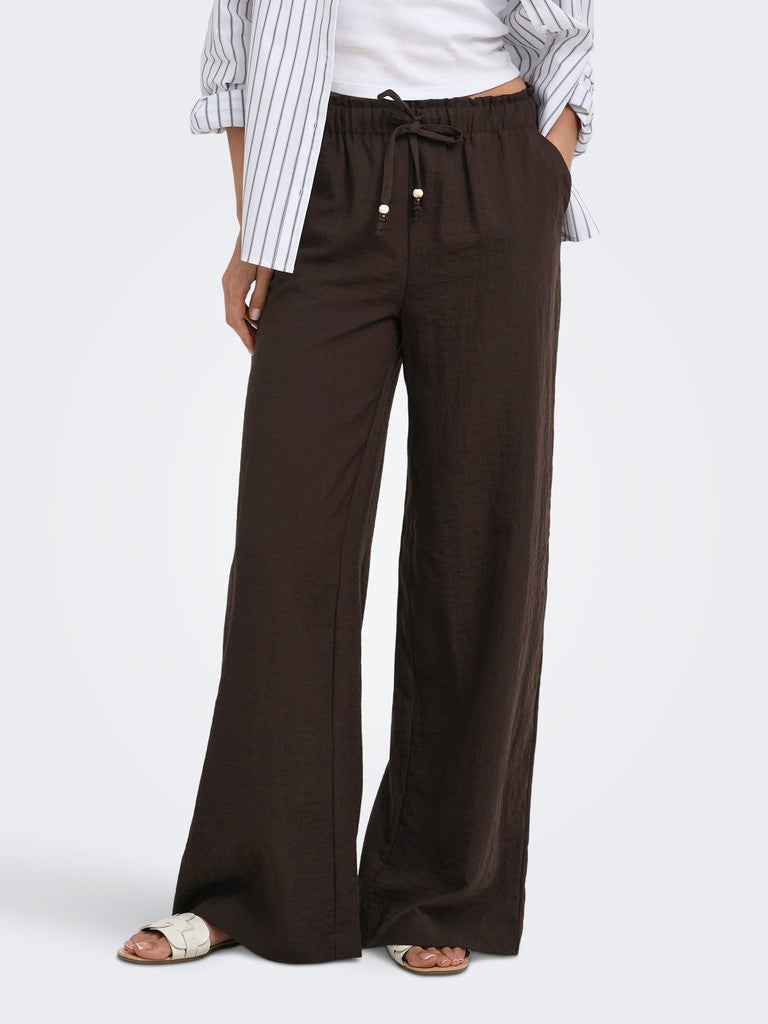 ONLY Emmia Mid Waist Pull-Up X-Wide Trousers | Coffee