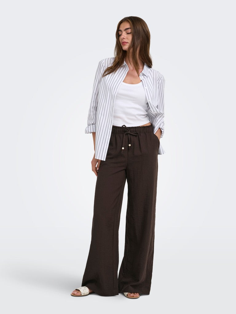 ONLY Emmia Mid Waist Pull-Up X-Wide Trousers | Coffee