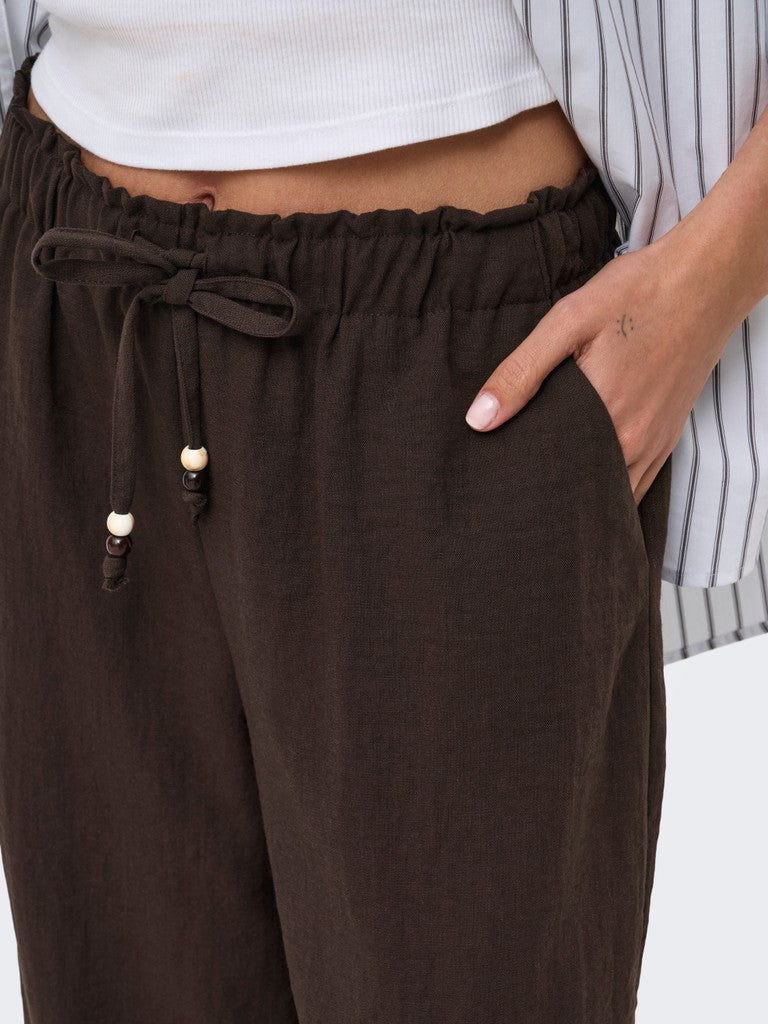ONLY Emmia Mid Waist Pull-Up X-Wide Trousers | Coffee