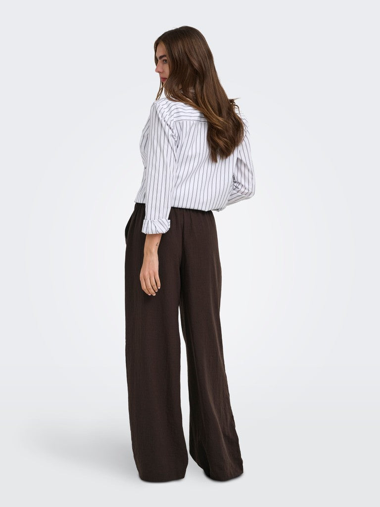 ONLY Emmia Mid Waist Pull-Up X-Wide Trousers | Coffee