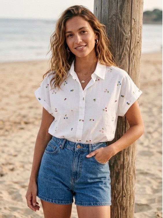 Suzzy & Milly Oliva Embroidered Shirt | White 7148-S07