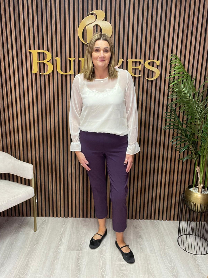 Robell – 68cm Straight Leg Trousers | Purple 51568