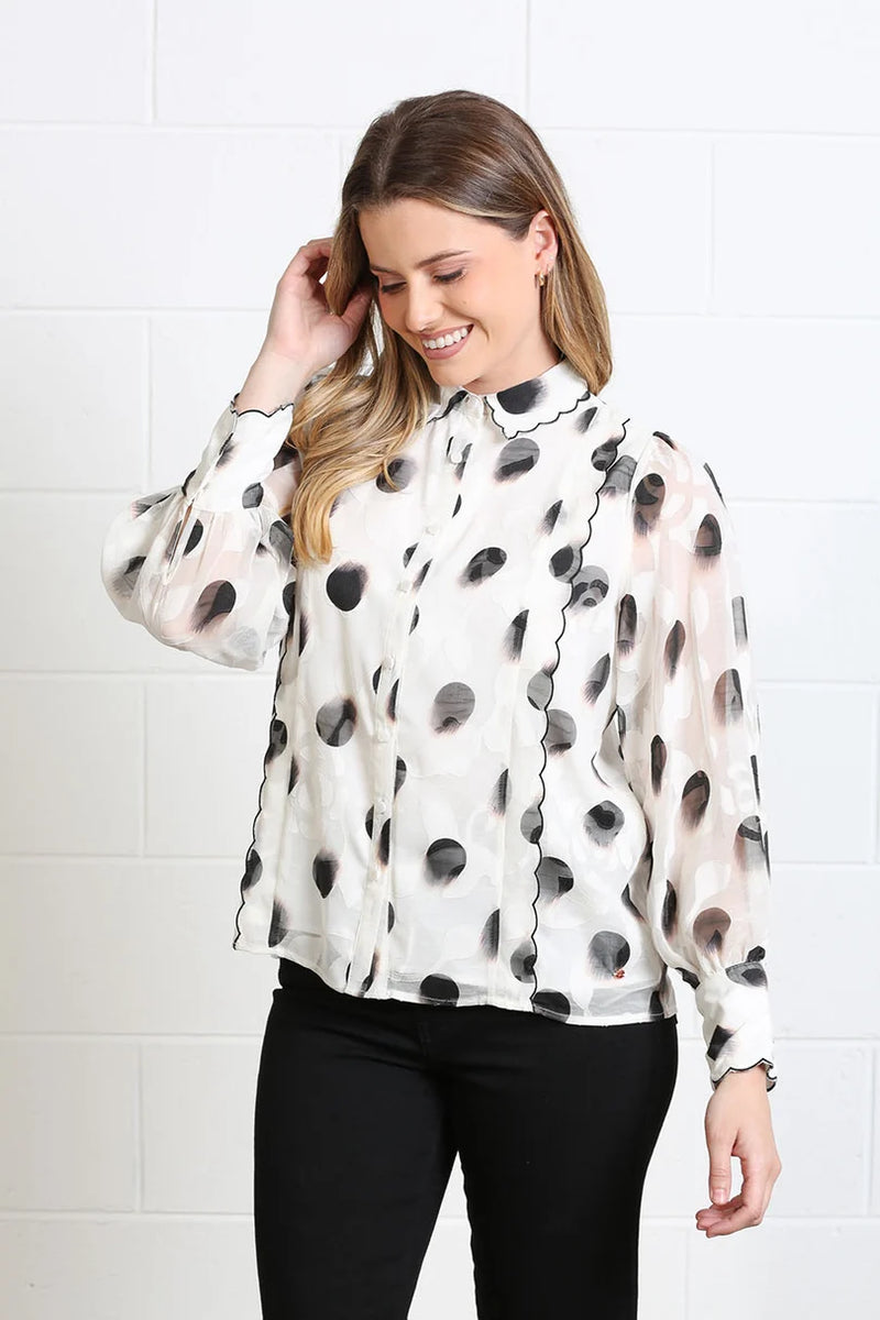 Rant & Rave Posy Polka Dot Blouse | White RR44-Q40