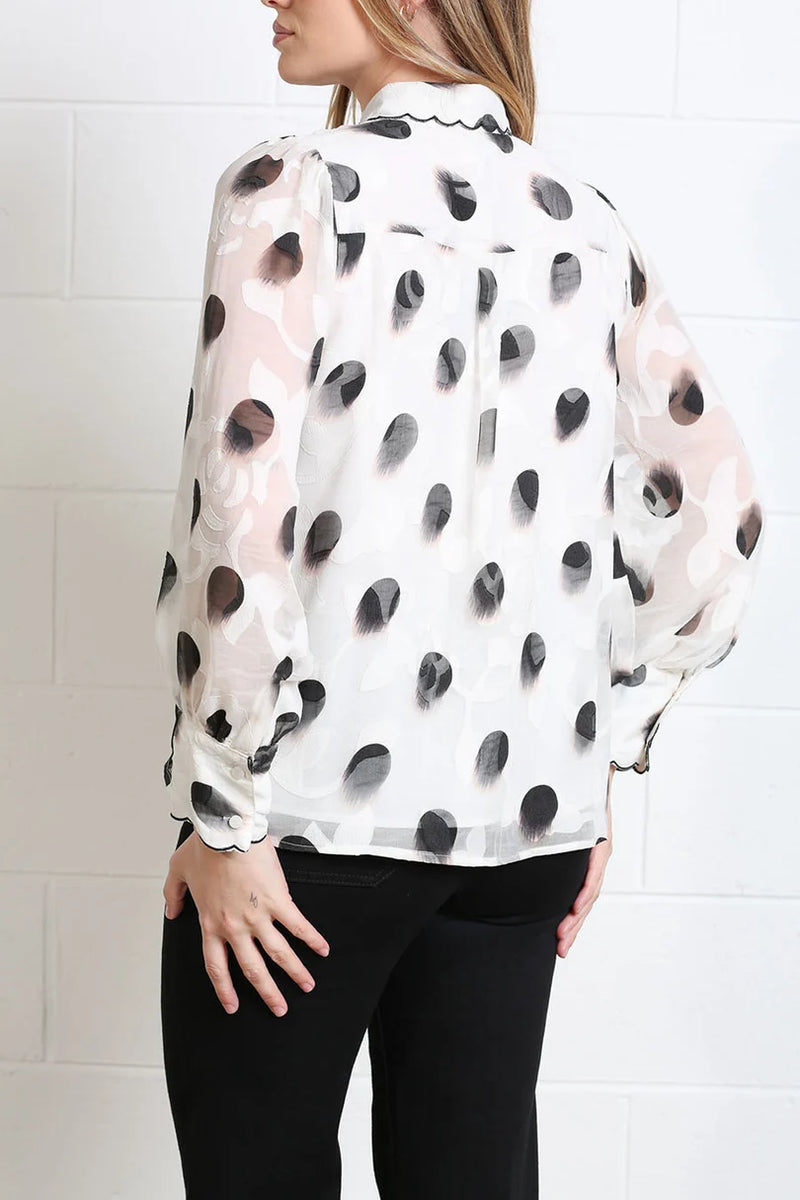 Rant & Rave Posy Polka Dot Blouse | White RR44-Q40