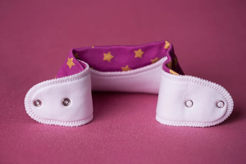 Baby Boo Organic Bandana Bib| Plum With Gold Star Band