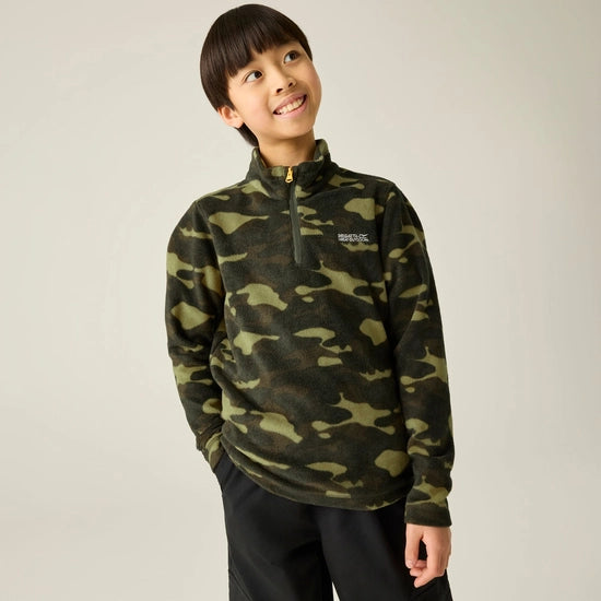 Regatta Kids' Hot Shot II Half Zip Fleece | Khaki Camo RKA148