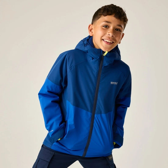 Regatta Hillain Kids' ISOTEX Waterproof Fleece-Lined Jacket | Blue RKP330