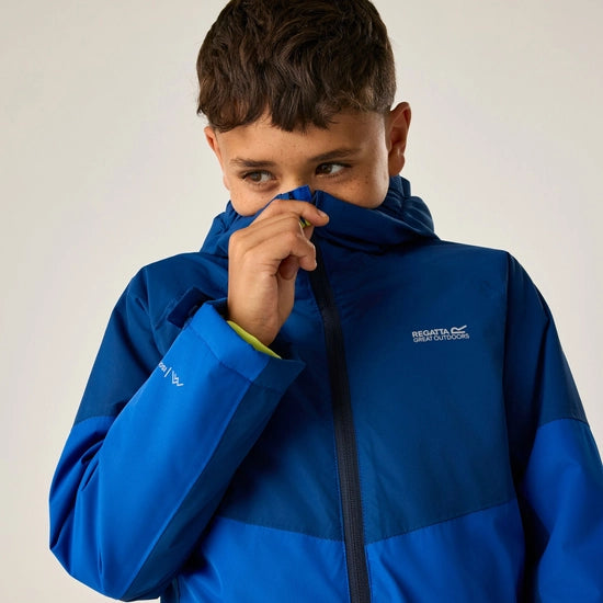 Regatta Hillain Kids' ISOTEX Waterproof Fleece-Lined Jacket | Blue RKP330