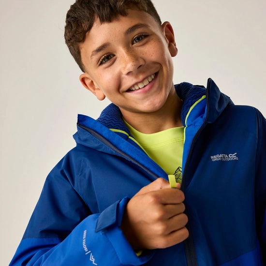 Regatta Hillain Kids' ISOTEX Waterproof Fleece-Lined Jacket | Blue RKP330