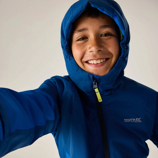 Regatta Hillain Kids' ISOTEX Waterproof Fleece-Lined Jacket | Blue RKP330