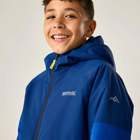 Regatta Hillain Kids' ISOTEX Waterproof Fleece-Lined Jacket | Blue RKP330