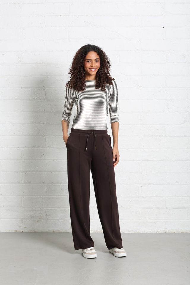 Rant & Rave Wren Joggers Wide Leg Trousers | Chocolate RLX-239