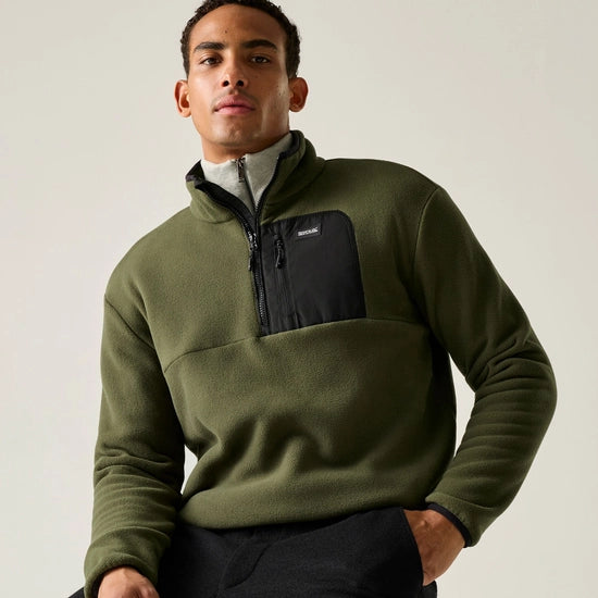 Regatta Frankie Half Zip Fleece | Dark Khaki Black RMA684
