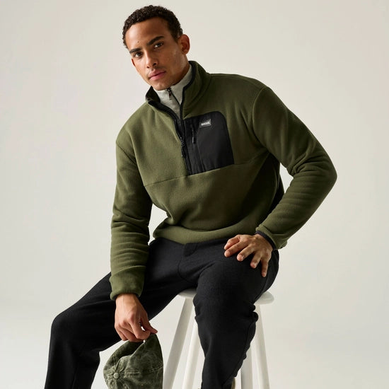 Regatta Frankie Half Zip Fleece | Dark Khaki Black RMA684